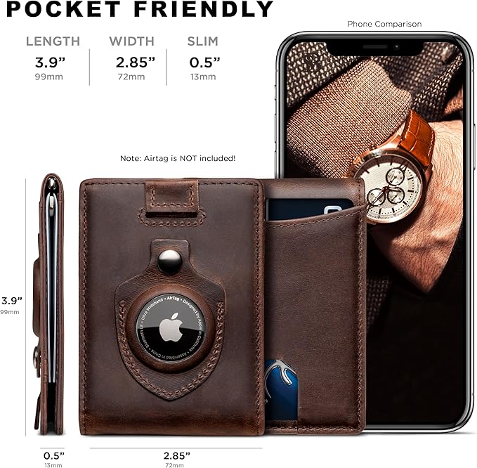 SERMAN BRANDS RFID Blocking Slim Bifold Genuine Leather Minimalist Front Pocket Wallets for Men with Money Clip Thin Mens