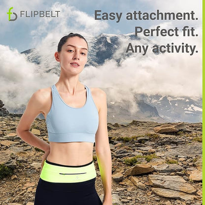 FlipBelt Adjustable Running Belt, Fitness and Running Fanny Pack for Women and Men, Non Chafing Waist Band Pack for Phone Keys Money, Moisture Wicking Storage Belt, USA Company