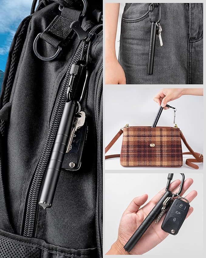 Large Weekly Pill Organizer,TISUR Titanium Keychain Pill Holder Travel Box Case Multitool EDC Every Day Carry for Men (Black Aluminium Keychain Holder)