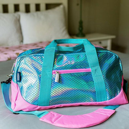 Wildkin Kids Overnighter Duffel Bag – Carry-On Size, Ideal for School & Sleepovers - Mermaid Scales