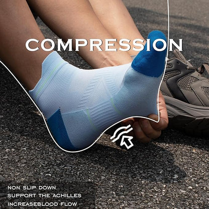 BRISIRA Bamboo Viscose Compression High Ankle Socks Men Women Cushioned Anti Blister HIking Golf Arch Support Running Socks