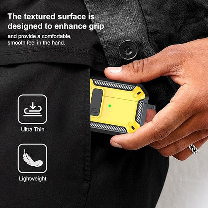 RFUNGUANGO for AirPods Pro 2nd Generation Case Cover with Cleaner Kit, Military Hard Shell Protective Armor with Lock for AirPod Gen 2 Charging Case 2023,2022, Front LED Visible,Yellow