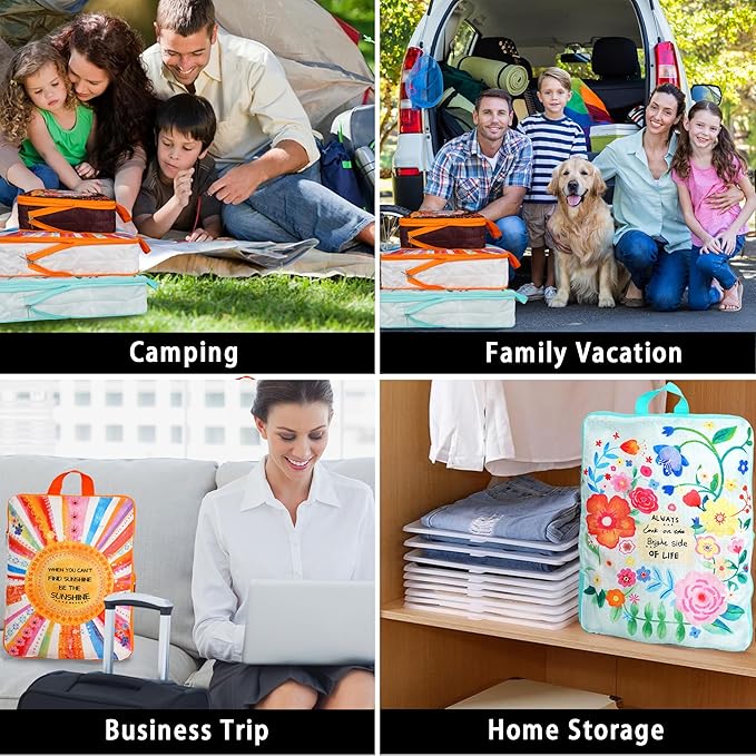 Wpnchsdc Compression Packing Cubes for Travel, 8 Set Natural Life Luggage Organizers, Waterproof Expandable/Compression Bags Bohemia Travel Packing Cubes with Clear Toiletry Bag and Shoe Bag