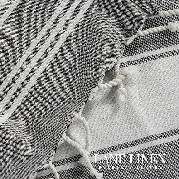 LANE LINEN Beach Towels 4 Pack Oversized - Turkish Towel Set, Pre-Washed Oversized Beach Towel, Quick Dry Beach Towels for Travel, Large Pool Towels, 39"x71" - Smoky Black