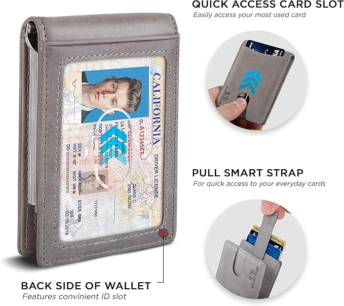 SERMAN BRANDS RFID Blocking Slim Bifold Genuine Leather Minimalist Front Pocket Wallets for Men with Money Clip Thin Gift