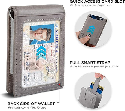 SERMAN BRANDS RFID Blocking Slim Bifold Genuine Leather Minimalist Front Pocket Wallets for Men with Money Clip Thin Gift