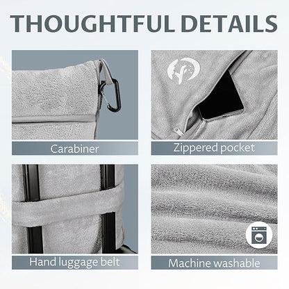 Tirrinia Travel Blanket Airplane Compact with Bag - Cozy Travel Pillow Blanket for Long Flight, Airplane Travel Essentials, Packable and Lightweight Travel Blanket and Pillow Set for Kids & Adults,