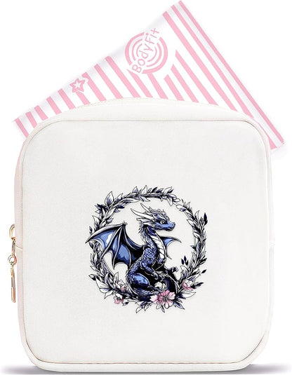 Dragon Mini Makeup Bag, Dragon Gift For Women Girls, Cute Portable Zipper Pouch Cosmetic Bag For Teen Girls Kids, Small Storage Bag For Sanitary Pad, Period napkin bag!
