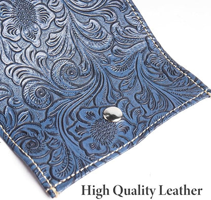 Pill Organizer,LIZIMANDU Weekly Travel Pill Case Box Medication Reminder Daily AM PM, Day Night 7 Compartments,for 4 Times A Day, 7 Days a Week-Includes Leather PU Carrying Case(1-Carved Blue2)