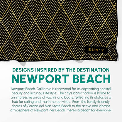 SUN'Y Waffle Microfiber Beach Towel – Sand Free, Quick Dry, Ultra Absorbent, Lightweight & Compact Travel Towel with Carry Bag - Large (63” x 31.5”), Newport