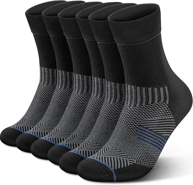 PAPLUS 3 Pairs Running Compression Socks for Men & Women, Atheltic Crew Socks with Cushion, Arch Support for Hiking, Cycling