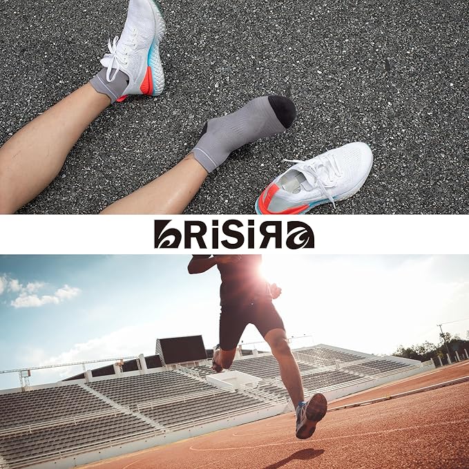 BRISIRA Bamboo Viscose Compression High Ankle Socks Men Women Cushioned Anti Blister HIking Golf Arch Support Running Socks
