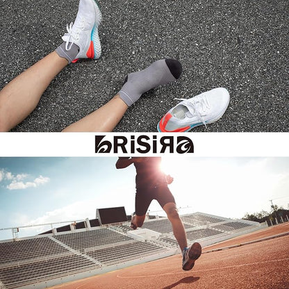 BRISIRA Bamboo Viscose Compression High Ankle Socks Men Women Cushioned Anti Blister HIking Golf Arch Support Running Socks