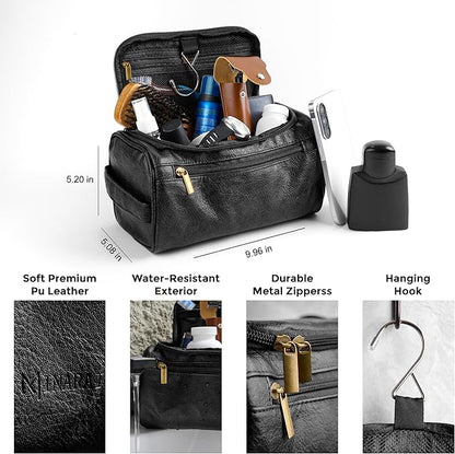 MINARAI Mens Toiletry Bag with Razor Case Included – Reinforced Stitching, Padded Panels, Holds Shape Trip After Trip, Ideal for Tight Hotel Sinks with Hook, Built for Men Who Travel Hard – BLACK
