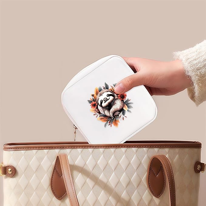 Sloth Mini Makeup Bag, Sloth Gift For Women Girls, Cute Portable Zipper Pouch Cosmetic Bag For Teen Girls Kids, Small Storage Bag For Sanitary Pad, Period napkin bag!