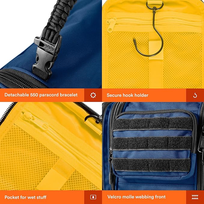 Fitdom Tactical Hanging Toiletry Bag Dopp Kit For Men & Women. Perfect For Travel & Storage for Cosmetic, Clipper, Toothbrush, Shower, Shaving & Grooming Care. Best Overnight Toiletries Organizer Case