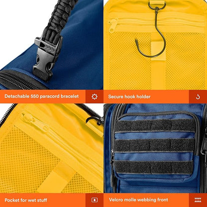 Fitdom Tactical Hanging Toiletry Bag Dopp Kit For Men & Women. Perfect For Travel & Storage for Cosmetic, Clipper, Toothbrush, Shower, Shaving & Grooming Care. Best Overnight Toiletries Organizer Case