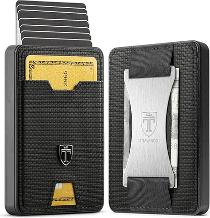 TRAVANDO Swype Slim Wallet for Men Metal RFID Blocking Mens Wallet Card Case (Without AirTag* Pocket)