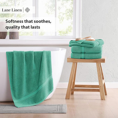 Lane Linen 100% Cotton Bath Towels 4 Pack (28"x54") - Zero Twist, Premium Cotton Large Towels Set for Bathroom - Quick Dry, Soft & Absorbent Large Bath Towel Set - Oeko Tex Certified, Pre Shrunk- Teal
