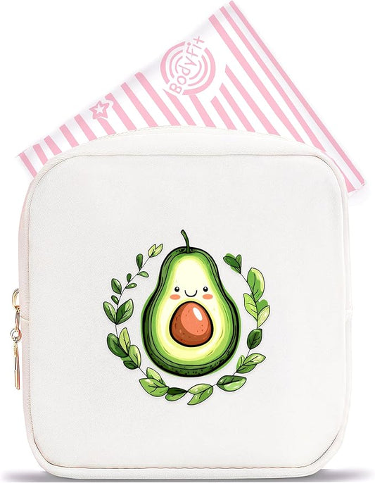 Avocado Mini Makeup Bag, Avocado Gift For Women Girls, Cute Portable Zipper Pouch Cosmetic Bag For Teen Girls Kids, Small Storage Bag For Sanitary Pad, Period napkin bag!
