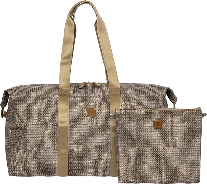 Bric's X-Travel Deluxe Duffle for Men and Women - Lightweight Overnight Carry On Travel Luggage with Tuscan Leather Trim and Sleeve Attachment - Water-Resistant Weekender or Gym-Ready Duffel