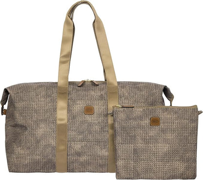 Bric's X-Travel Deluxe Duffle for Men and Women - Lightweight Overnight Carry On Travel Luggage with Tuscan Leather Trim and Sleeve Attachment - Water-Resistant Weekender or Gym-Ready Duffel