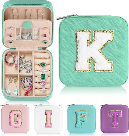 Parima Gifts for Women - Jewelry Case Jewelry Boxes for Mom Birthday Gift for Mother Travel Gift for Women Mothers Day Gift - Letter K, Blue