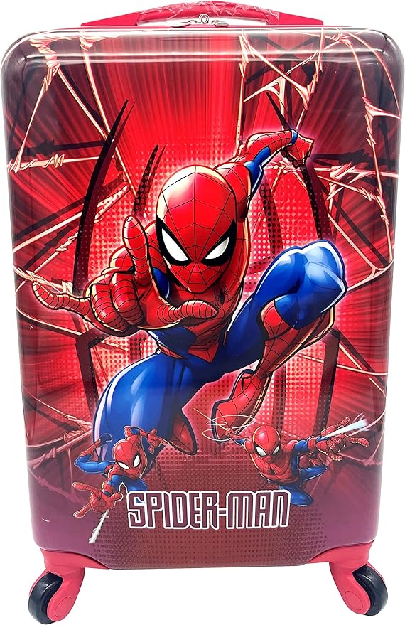Fast Forward Kids Licensed Hard-Side 20” Spinner Luggage Lightweight Carry-On Suitcase (Spiderman - 2)