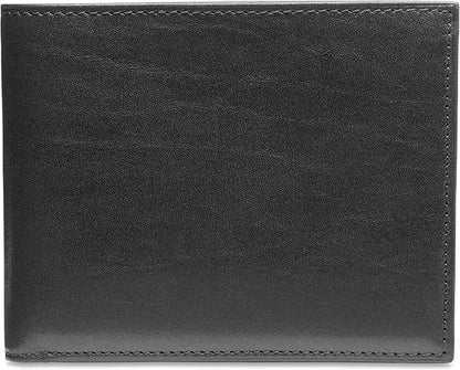 Bosca Men's Old Italian Leather Wallet RFID Blocking Modern Bifold Executive Design 8 Card Slots, Made in Italy - Black