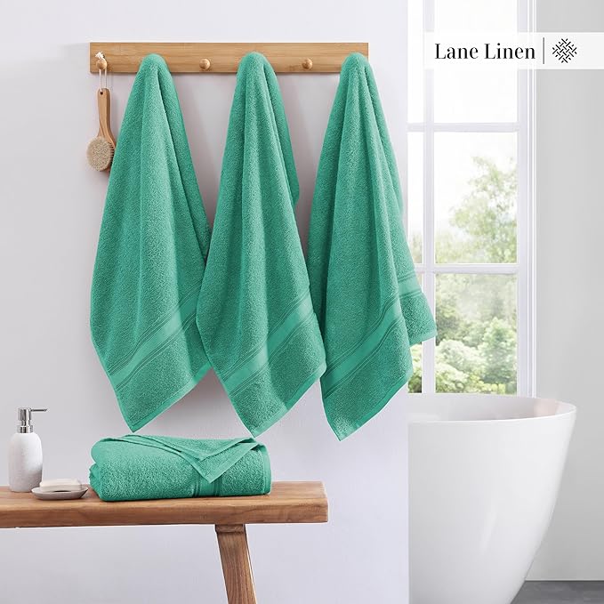 Lane Linen 100% Cotton Bath Towels 4 Pack (28"x54") - Zero Twist, Premium Cotton Large Towels Set for Bathroom - Quick Dry, Soft & Absorbent Large Bath Towel Set - Oeko Tex Certified, Pre Shrunk- Teal