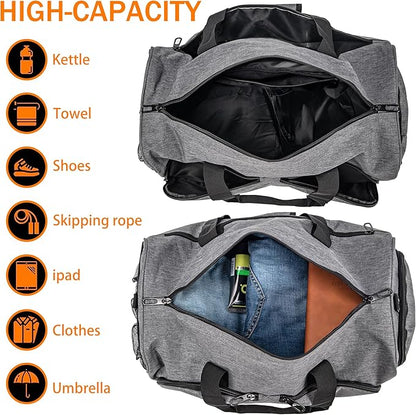 Kuston Sports Gym Bag with Shoes Compartment &Wet Pocket Gym Duffel Bag Overnight Bag for Men and Women
