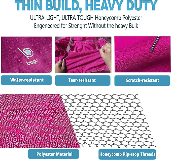 Bago Large Foldable Duffel Bags for Traveling Women & Men - 120L Packable Duffle Bag for Travel with Shoe Compartment - Water Repellant, Heavy Duty, Lightweight Folding & Collapsible (Pink)