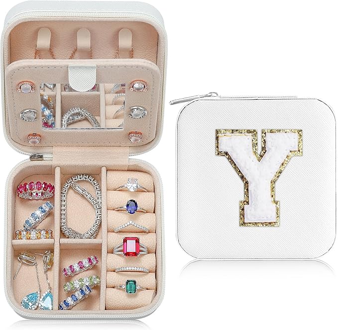 Parima Travel Jewelry Organizer for Women | Necklace, Earring, Ring Organizer | White Travel Gifts for Women - Letter Y