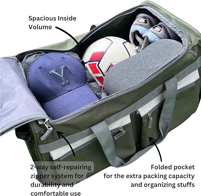 Olympia U.S.A. 33 inch Jumbo Size 8 Pockets Wheeled Rolling Duffel Bag Water Resistant Luggage Lightweight Travel Suitcase with Retractable Handle