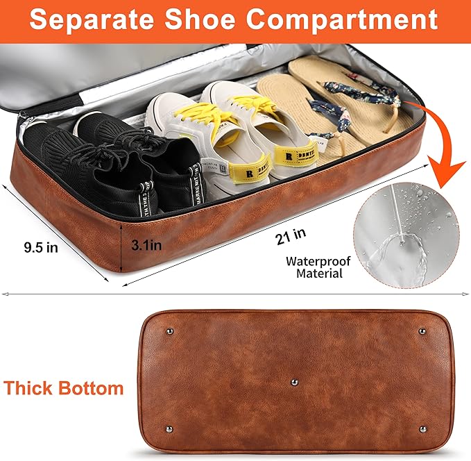 IBFUN Weekender Bags for Women, 21" Weekender Travel Bag, Travel Duffle Bag with Shoe Compartment Carry on Overnight Duffel Bag for Weekend Travel Business Trip