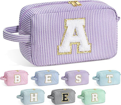 YOOLIFE Teen Girl Gifts - Birthday Gifts for 4 5 6 7 8 9 10 11 12 13 14 15 16 Year Old Girl Gifts, Gifts for Women Teen Girls Kids Sister Her, Valentines Day Gifts for Kids, Initial Girls Makeup Bag A