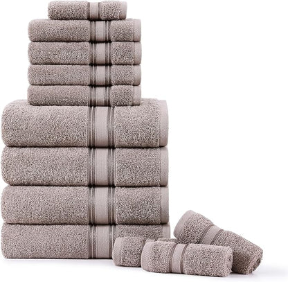 LANE LINEN 100% Mercerized Cotton Bath Towel Set of 12 – Zero Twist Shower Towels, 4 Bath, 4 Hand Towel & 4 Washcloths, Quick-Dry, Luxuriously Soft & Durable, Perfect for Everyday use – Platinum