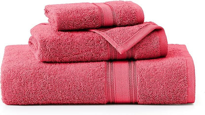 LANE LINEN Luxury Bath Towels Set - 3 Piece Set, 100% Cotton Bathroom Towels, Zero Twist, Quick Dry Towels, Absorbent Bath Towel, Super Soft, 1 Bath Towel, 1 Hand Towel, 1 Wash Cloths - Honeysuckle