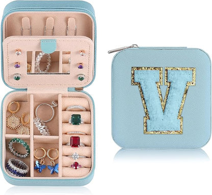 Parima Blue Jewelry Box - Travel Organizer for Women's Necklaces, Earrings, Rings & More