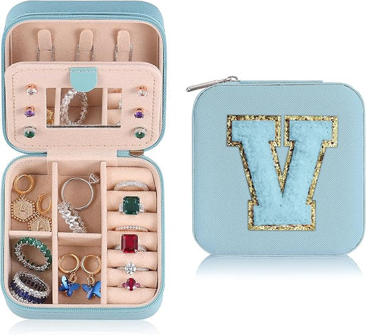 Parima Blue Jewelry Box - Travel Organizer for Women's Necklaces, Earrings, Rings & More