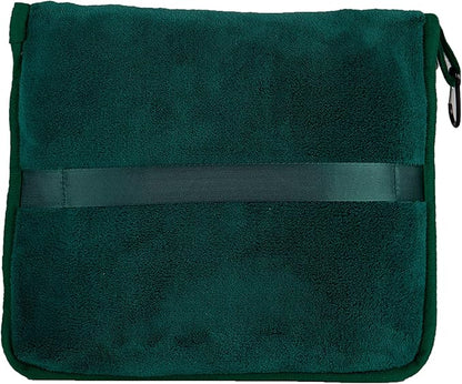 BlueHills Premium Soft Travel Blanket Pillow Airplane Flight Blanket Throw in Soft Bag Pillowcase Compact Pack Large Comfort for Travel Green (Dark Green T010)