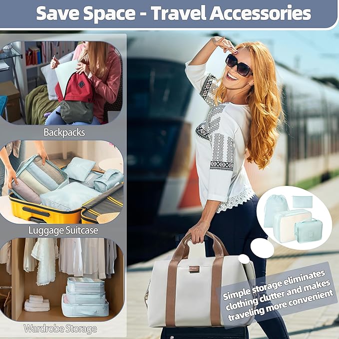 10 Pcs Set Packing Cubes - Travel Packing Organizers, Expandable Suitcase Organizer, Luggage Organizer Bags