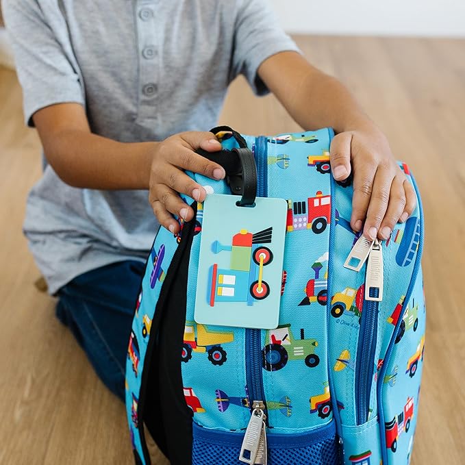 Wildkin Kids Luggage Tags – Set of 2, Durable Bag Tags w/Info Card for Suitcases & Backpacks - Train