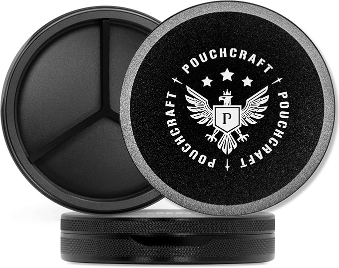 Metal Pouch Can | Metal Container | Slim EDC Pocket Tin | Airtight & Moisture-Resistant | Compact Daily Organizer | Pill Case & Travel Tin | Father’s Day Gift for Dad | (Insignia Ed, Black, Tall)