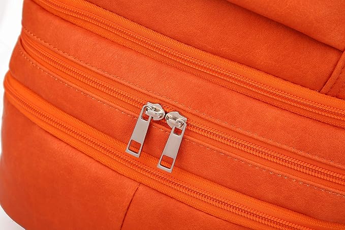 Sole Premise Leather Bag for Multi-functional Travel Carry-on with Shoe, Laptop and Clothes Compartments for Men & Women (Orange)