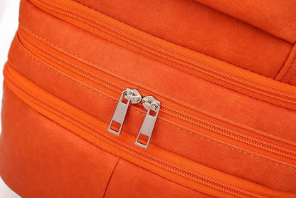 Sole Premise Leather Bag for Multi-functional Travel Carry-on with Shoe, Laptop and Clothes Compartments for Men & Women (Orange)