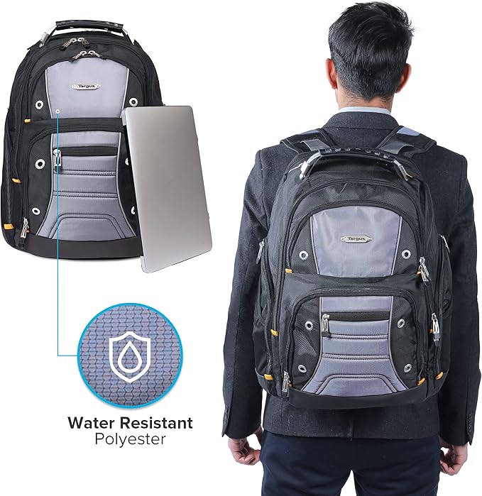 Targus Drifter II Laptop Backpack, Black/Gray – Backpack for Men for Business and Travel, Durable Water-Resistant Material, Fits up to 17" Laptops (TSB239US)