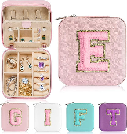Parima Gifts for Friends Sister - Travel Must Have Jewelry Organizer Travel Case | Travel Gifts for Women Girls Jewelry Box | Graduation Gifts for Friends Female | Travel Essential - Letter E, Pink