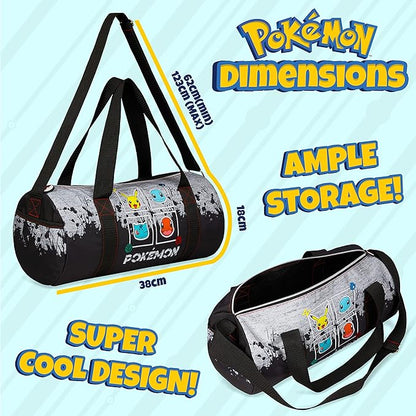 Pokemon Duffel Bag for Kids Boys Anime Pikachu Carryall Duffle Bag with Adjustable Strap for Travel Sports Gear Equipment Organizer Gifts for Kids