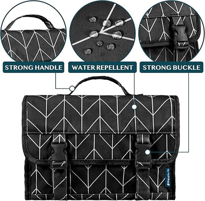 PAVILIA Travel Hanging Toiletry Bag for Women Men, Large Capacity Makeup Bag Kit, Waterproof Cosmetic Storage Organizer Case for Bathroom Shower